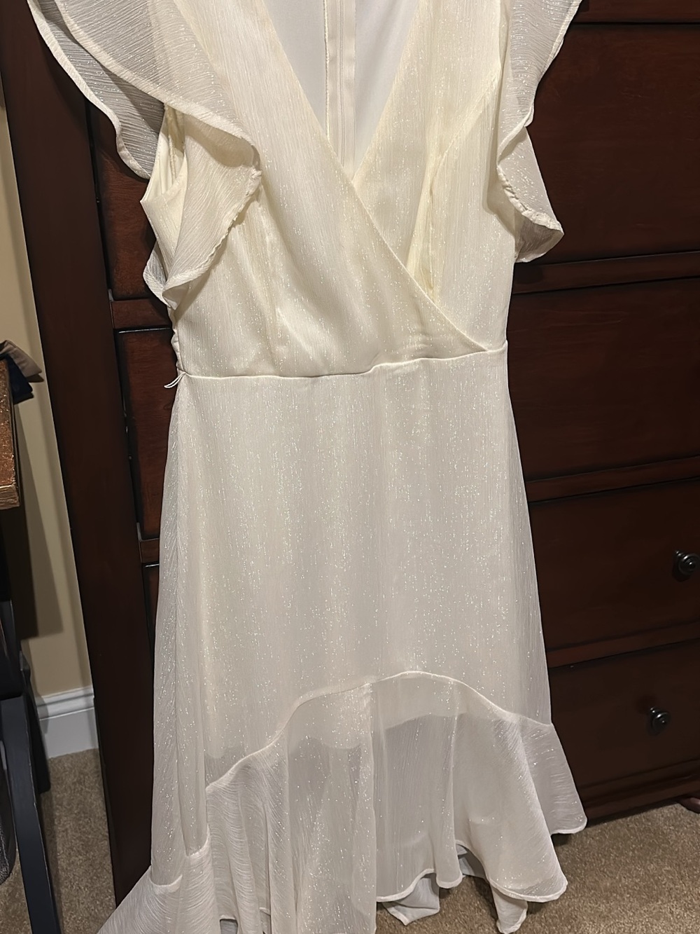 Altar'd State Ivory Shimmer High-Low Dress